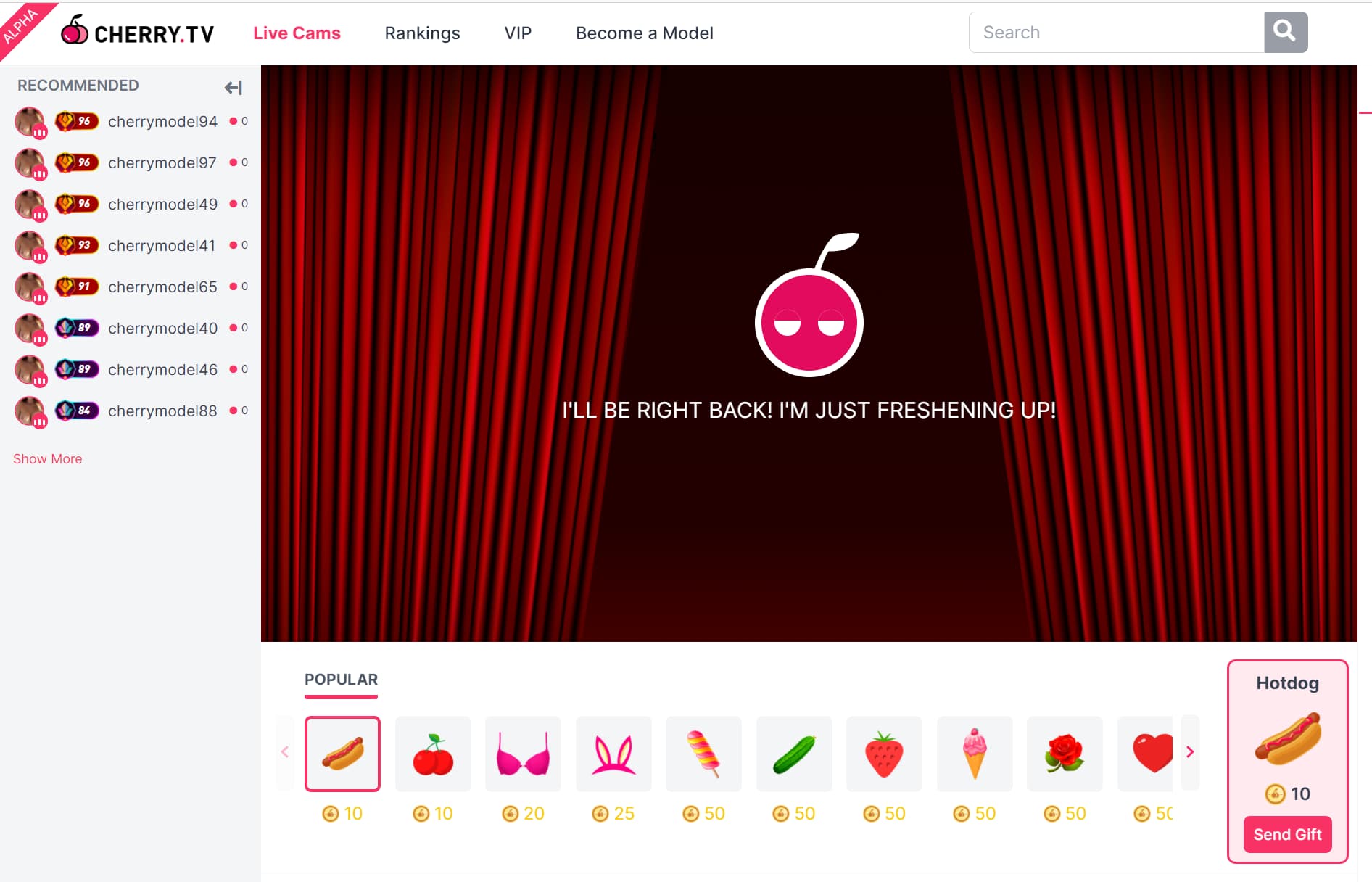 Review of the camgirl website cherry.TV
